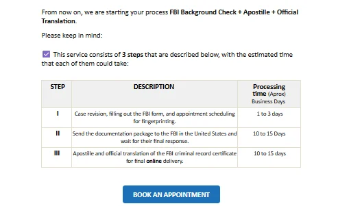 Click the ‘Book an Appointment ’ button in the email you received.